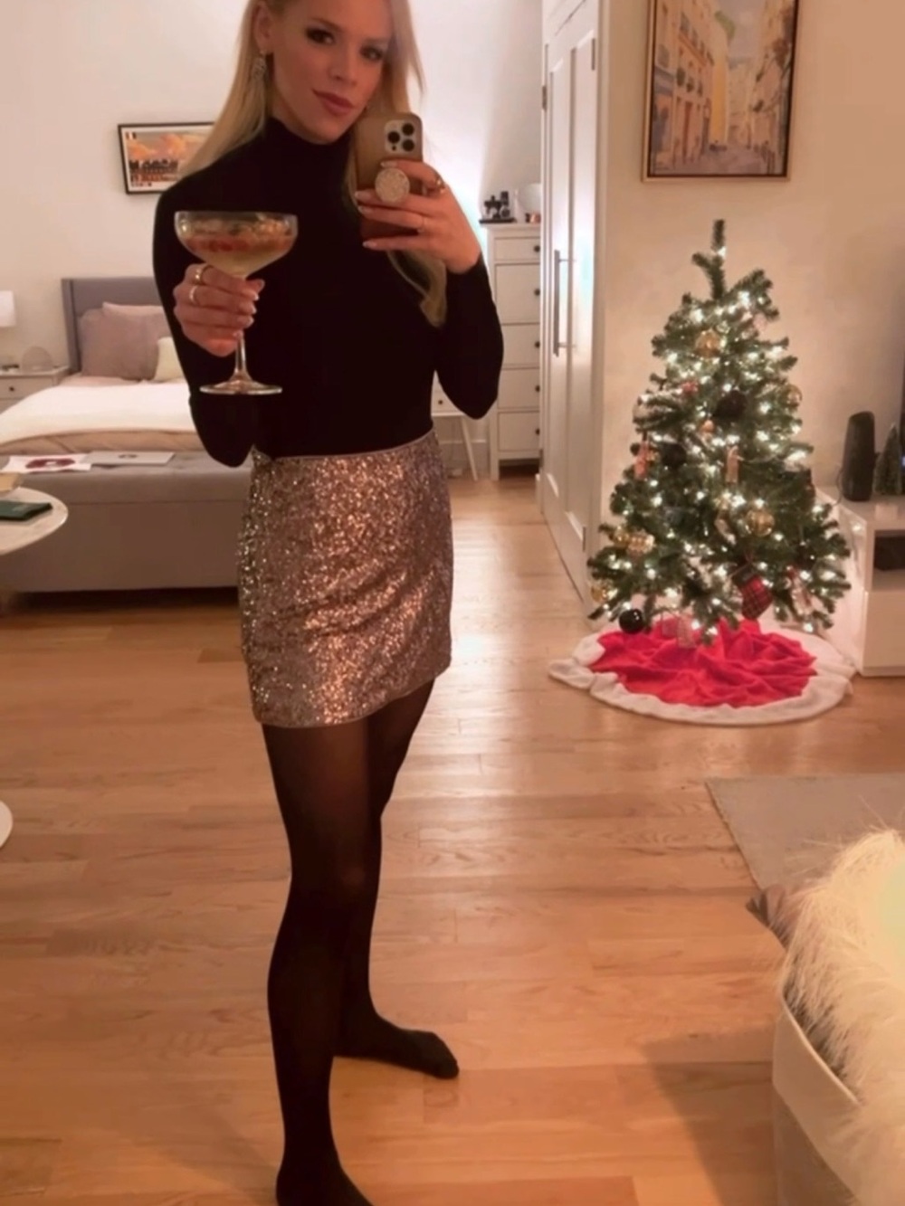 Abercrombie & Fitch Rose Gold Sequin Mini Skort